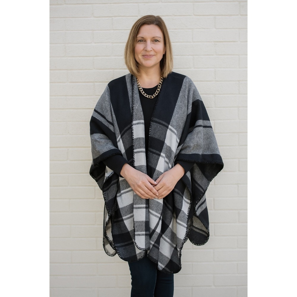 Woolrich‎ Plaid Poncho Cape Shawl Blanket One Size